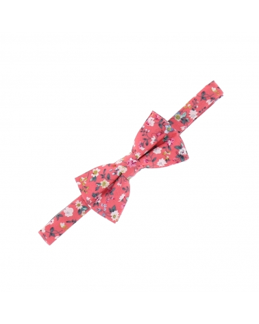 Noeud  Papillon Garçon Corail à Fleurs