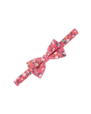 Noeud  Papillon Garçon Corail à Fleurs
