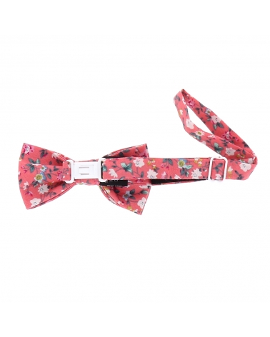 Noeud  Papillon Garçon Corail à Fleurs