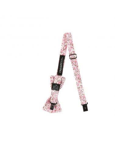 Noeud  Papillon Garçon Liberty Blanc et Rose