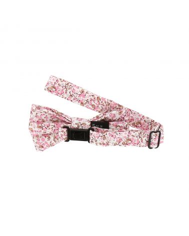 Noeud  Papillon Garçon Liberty Blanc et Rose