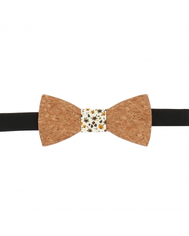 Noeud Papillon Fleuri en Bois de Liège Chic et Tendance