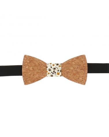 Noeud Papillon Fleuri en Bois de Liège Chic et Tendance