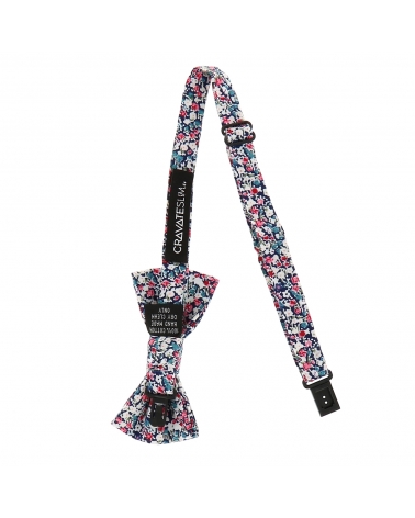 Noeud Papillon Garçon Liberty Bleu marine Rose et Blanc