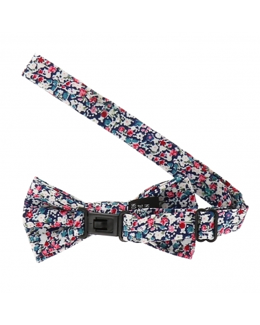 Noeud Papillon Garçon Liberty Bleu marine Rose et Blanc