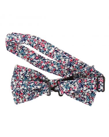 Noeud Papillon Homme Liberty Bleu Marine Rose et Blanc Bohème Chic