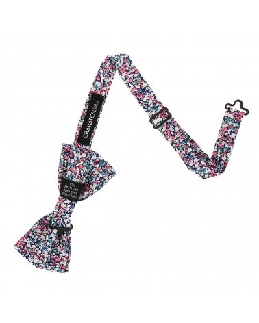 Noeud Papillon à Fleurs Bleu Navy Rose et Blanc Mariage Thème Nature