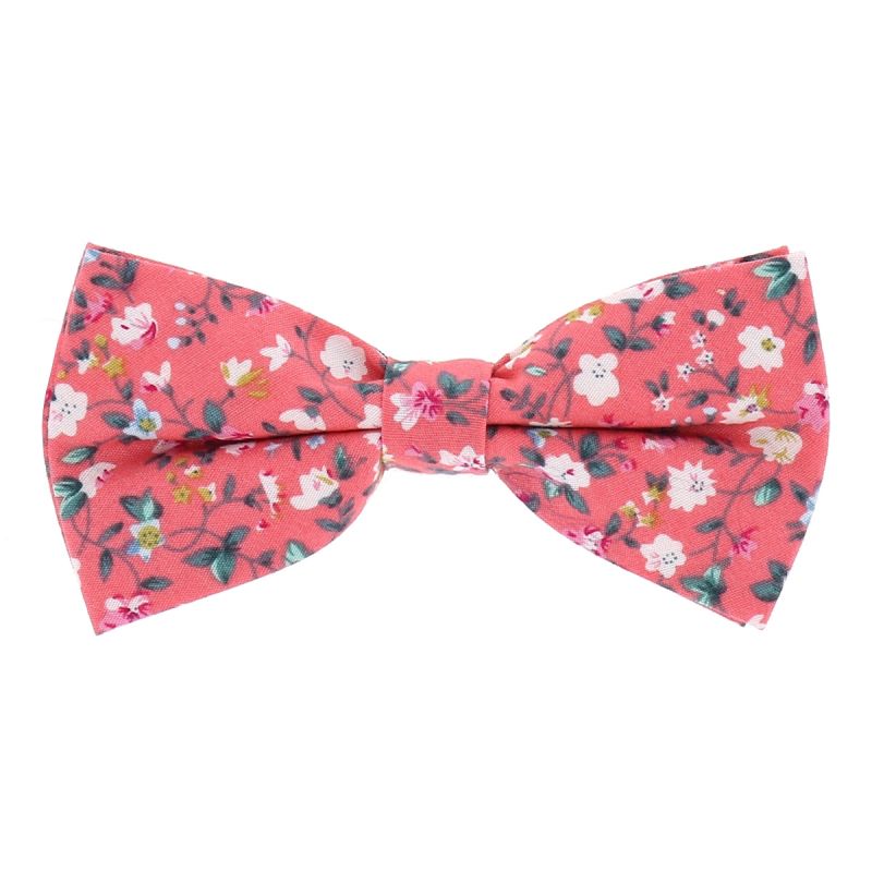 Noeud Papillon Fleuri Mariage Couleur Corail
