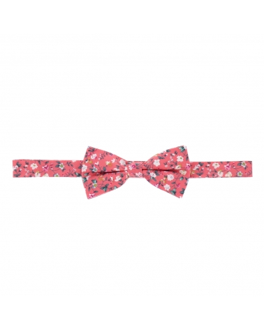 Noeud Papillon Champêtre Motif Floral Corail Saumon