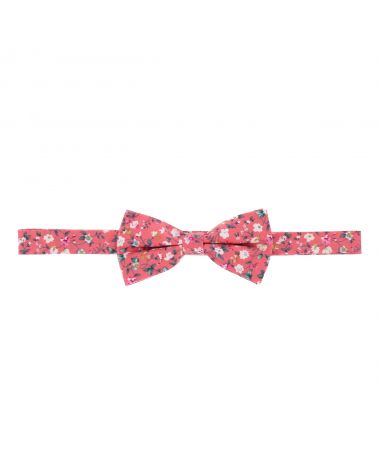 Noeud Papillon Champêtre Motif Floral Corail Saumon