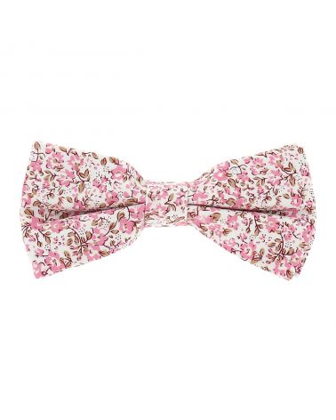 Noeud Papillon Fleuri Mariage Couleur Vieux Rose et Blanc