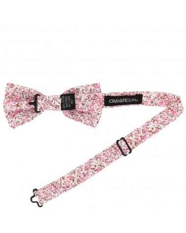 Noeud Papillon à Fleurs Rose Poudré et Blanc Mariage Thème Nature