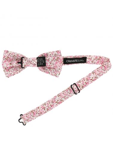 Noeud Papillon à Fleurs Rose Poudré et Blanc Mariage Thème Nature