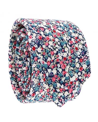 Cravate Liberty Bleu marine Rose et Blanc