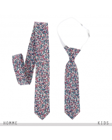 Cravate Liberty Bleu marine Rose et Blanc