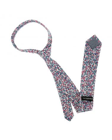 Cravate Liberty Bleu marine Rose et Blanc