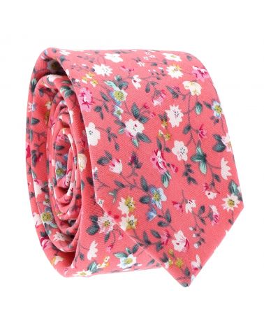 Cravate Liberty Corail à Fleurs