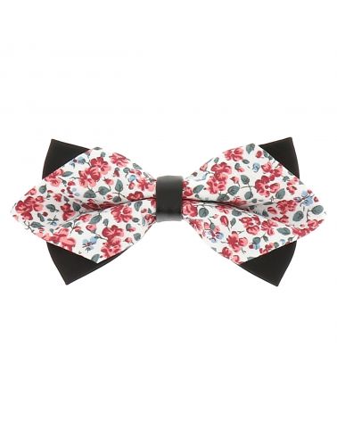 Noeud Papillon Pointu Liberty Blanc et Corail