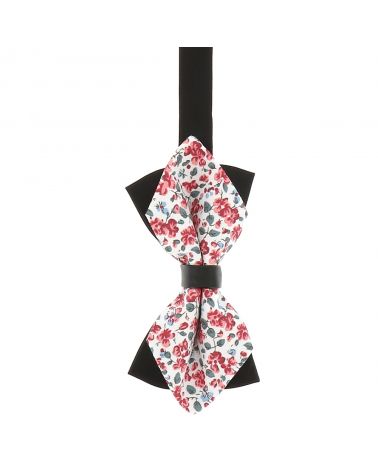 Noeud Papillon Pointu Liberty Blanc et Corail