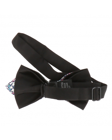 Noeud Papillon Pointu Liberty Bleu marine Rose et Blanc