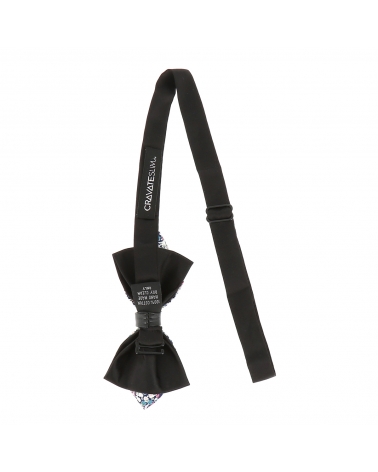 Noeud Papillon Pointu Liberty Bleu marine Rose et Blanc