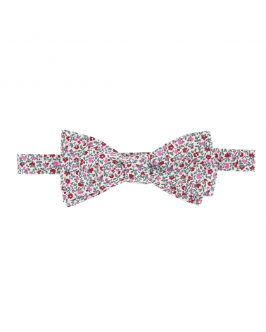 Noeud Papillon Défait Motif Fleuri Rose