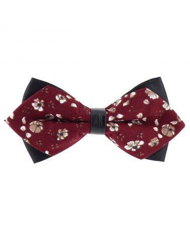 Noeud Papillon Pointu Fleuri Lie de vin