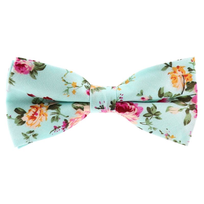 Noeud Papillon Fleuri Vert d'eau Mariage Champêtre