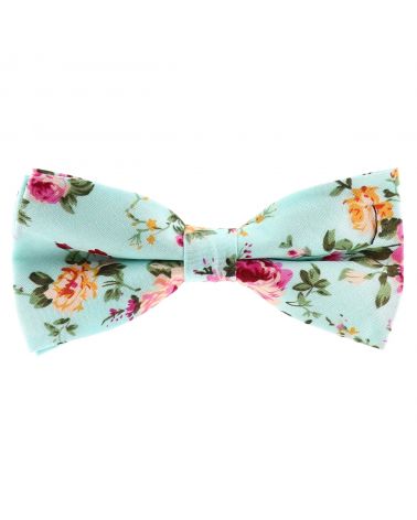 Noeud Papillon Fleuri Vert d'eau Mariage Champêtre