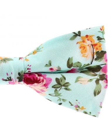 Noeud Papillon Bohème Chic Motif Fleuri Vert menthe