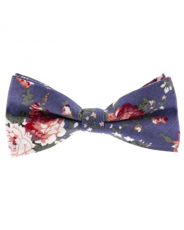 Noeud Papillon Fleuri Bleu Mariage Champêtre