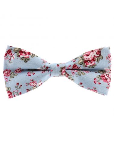 Noeud Papillon Fleuri Bleu clair Mariage Champêtre