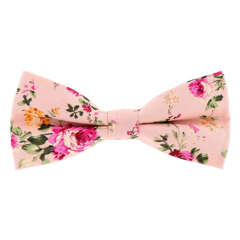 Noeud Papillon Fleuri Rose Mariage Champêtre