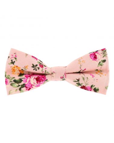 Noeud Papillon Fleuri Rose Mariage Champêtre