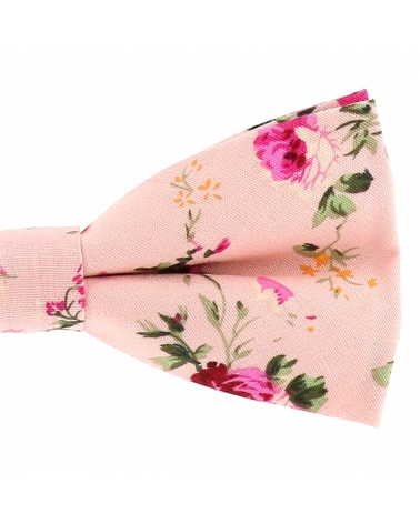 Noeud Papillon Bohème Chic Motif Fleuri Rose
