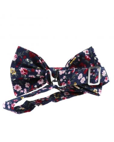 Noeud Papillon Homme Champêtre Liberty Bleu Marine Rose et Bordeaux