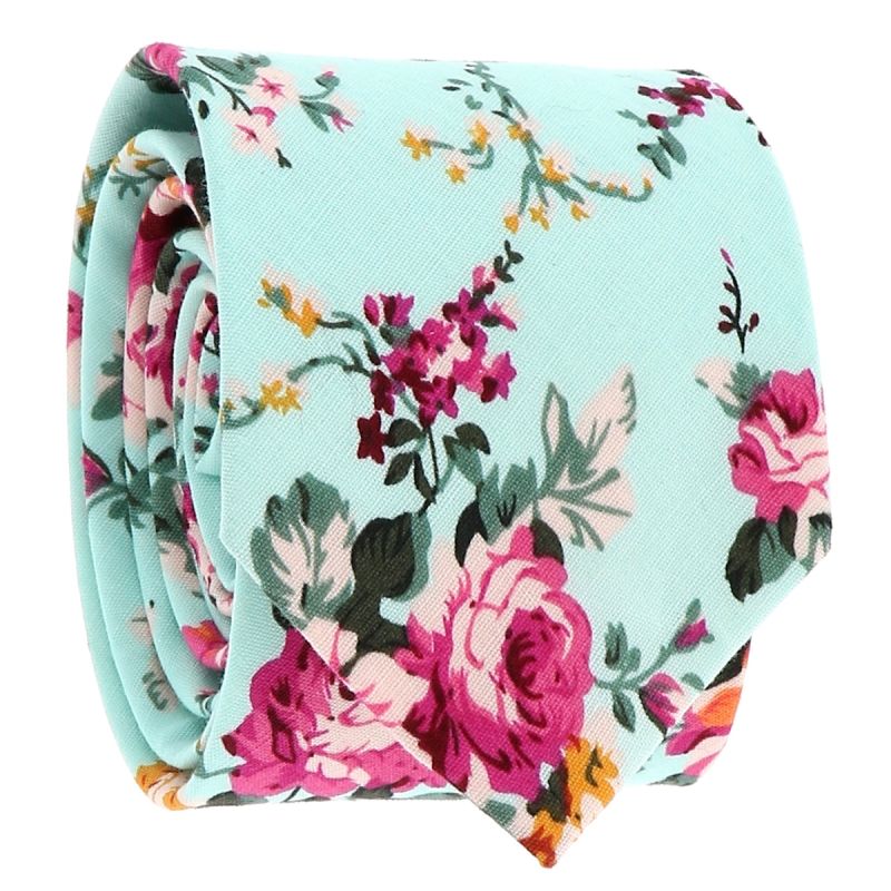 Cravate Fleurie Vert d'eau