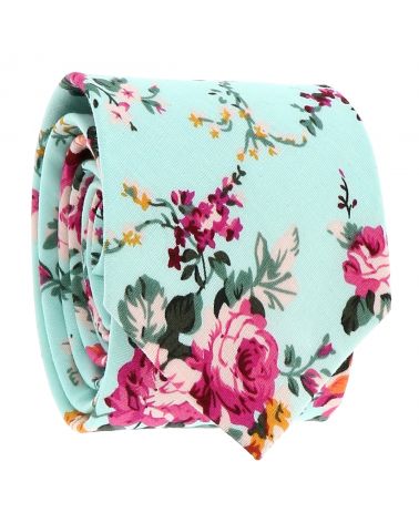 Cravate Fleurie Vert d'eau