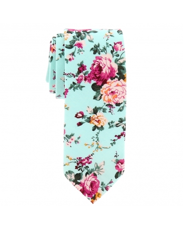 Cravate Fleurie Vert d'eau
