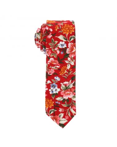 Cravate Fleurie Rouge