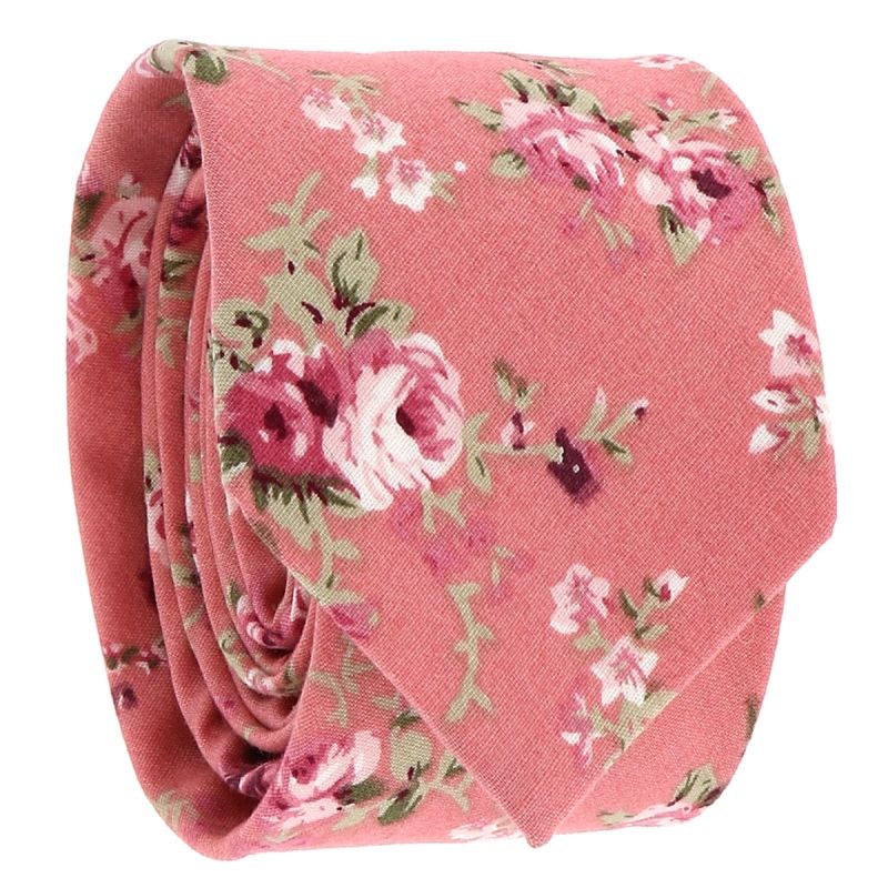 Cravate Fleurie Vieux rose
