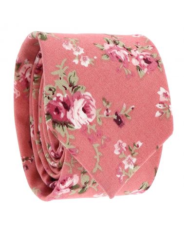 Cravate Fleurie Vieux rose