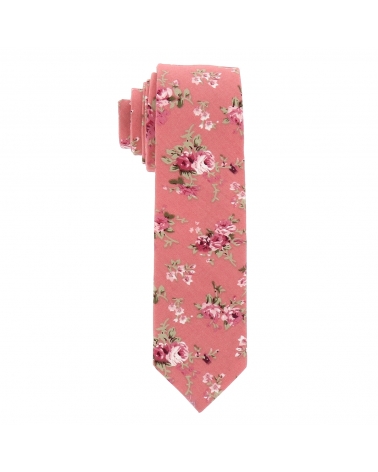 Cravate Fleurie Vieux rose