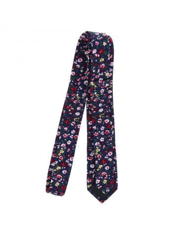 Cravate Liberty Bleu marine Rose et Bordeaux