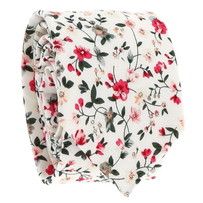 Cravate Liberty Blanche et Rose