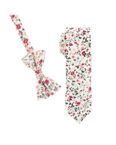 Cravate Liberty Blanche et Rose