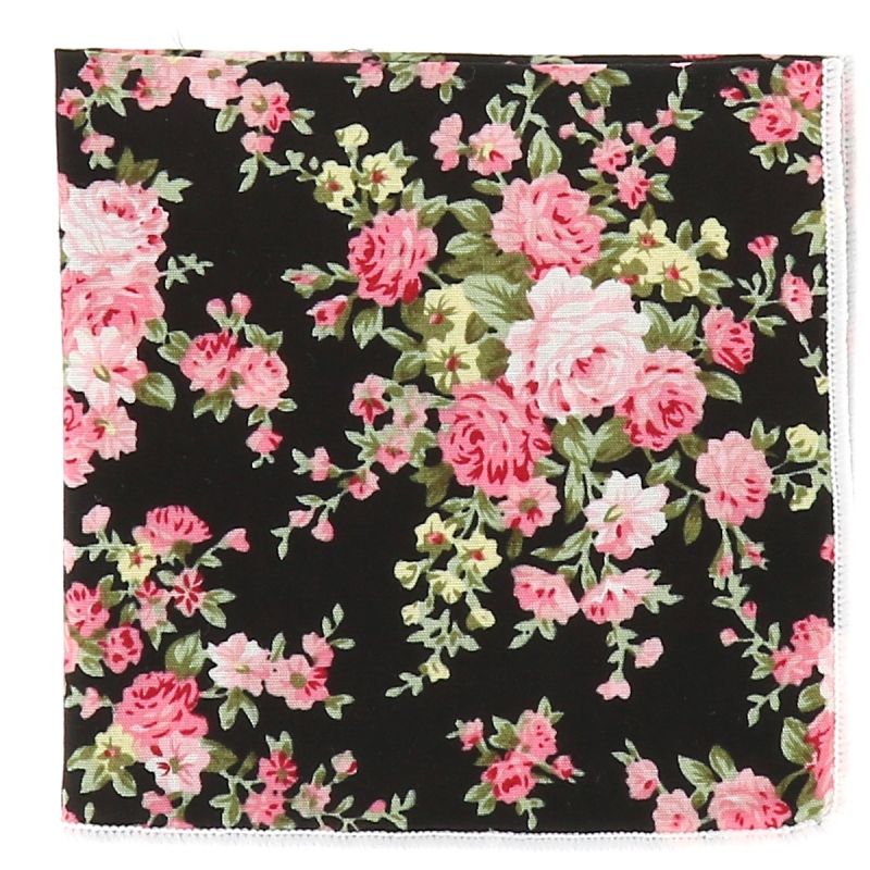 Pochette Costume Fleurs Noire et Rose
