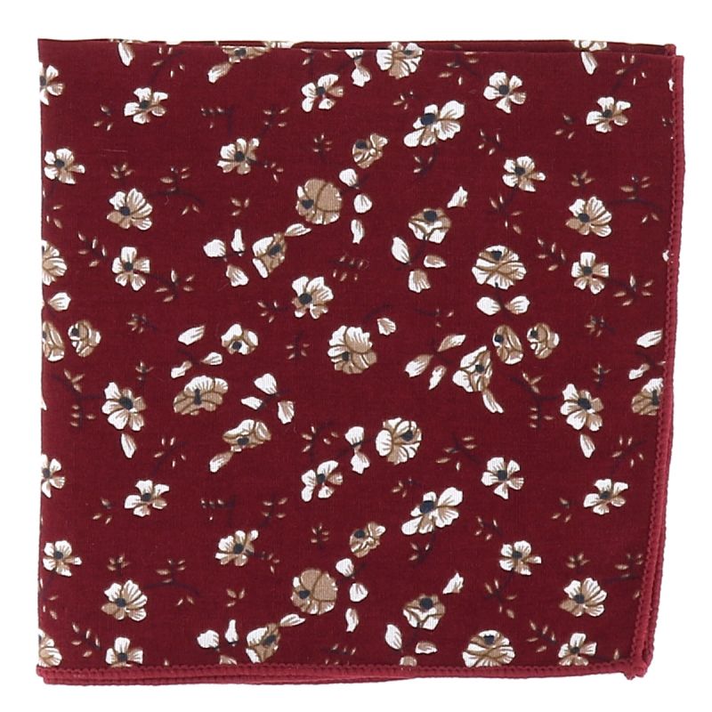Pochette Costume Fleurie Lie de vin