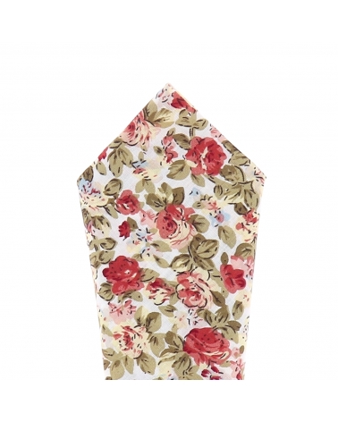 Pochette Costume Fleurs Blanche et Rose