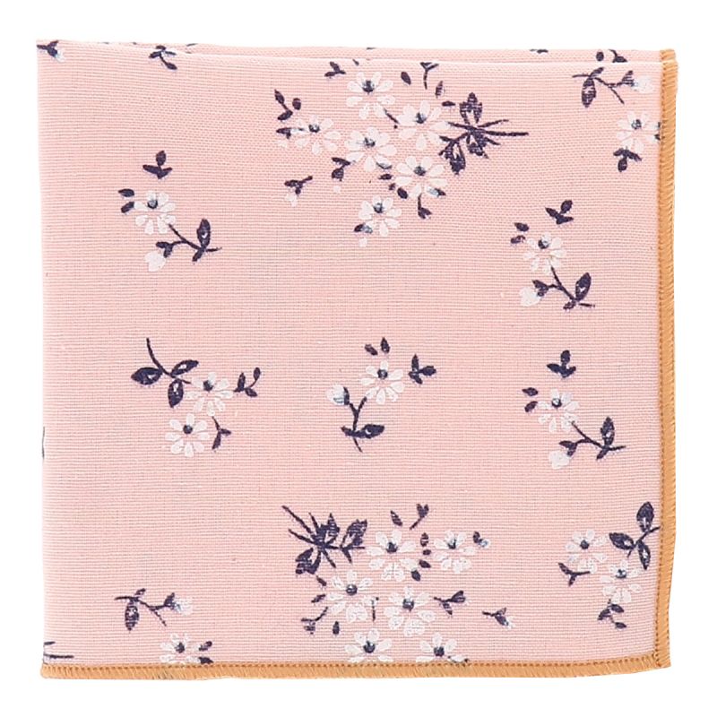 Pochette Costume Fleurs Rose poudré et Blanche